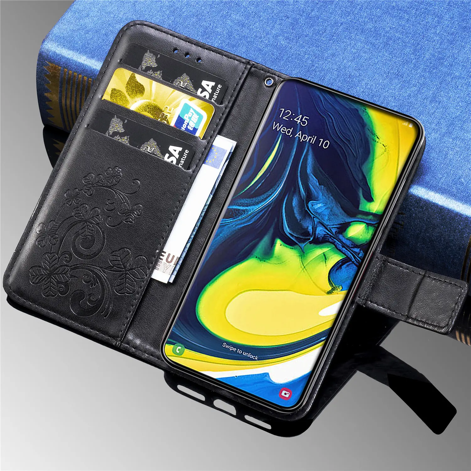 Чехлы для телефонов Samsung Galaxy A80 роскошный кожаный чехол-кошелек задняя крышка A90