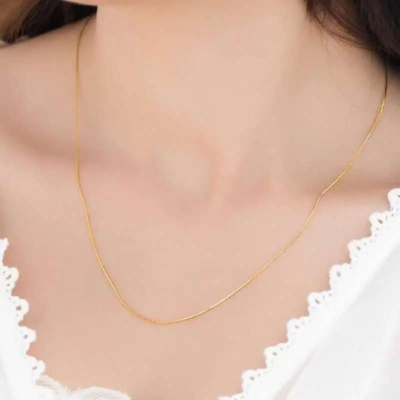 Чистое ожерелье из желтого золота 18K женское AU750 P6252 | Украшения и аксессуары