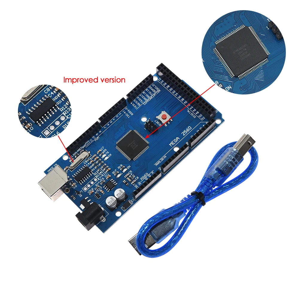Плата Usongshine для Arduino MEGA 2560 R3 AT Mega2560 REV3 ATmega2560 16AU CH340G на USB кабеле совместимом с