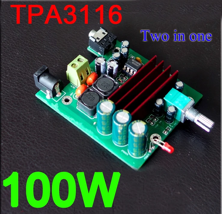 Плата цифрового моноусилителя dc 12v 24v TPA3116 D2 100W плата сабвуфера amp TPA3116D2 для