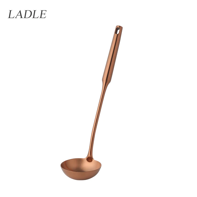 Soup Ladle-Rose gold Нержавеющая сталь Золото суповая ложка щелевая дуршлаг ложка с длинной ручкой набор фильтр скиммер кухонный инструмент посуда - Цвет: Soup Ladle-Rose gold