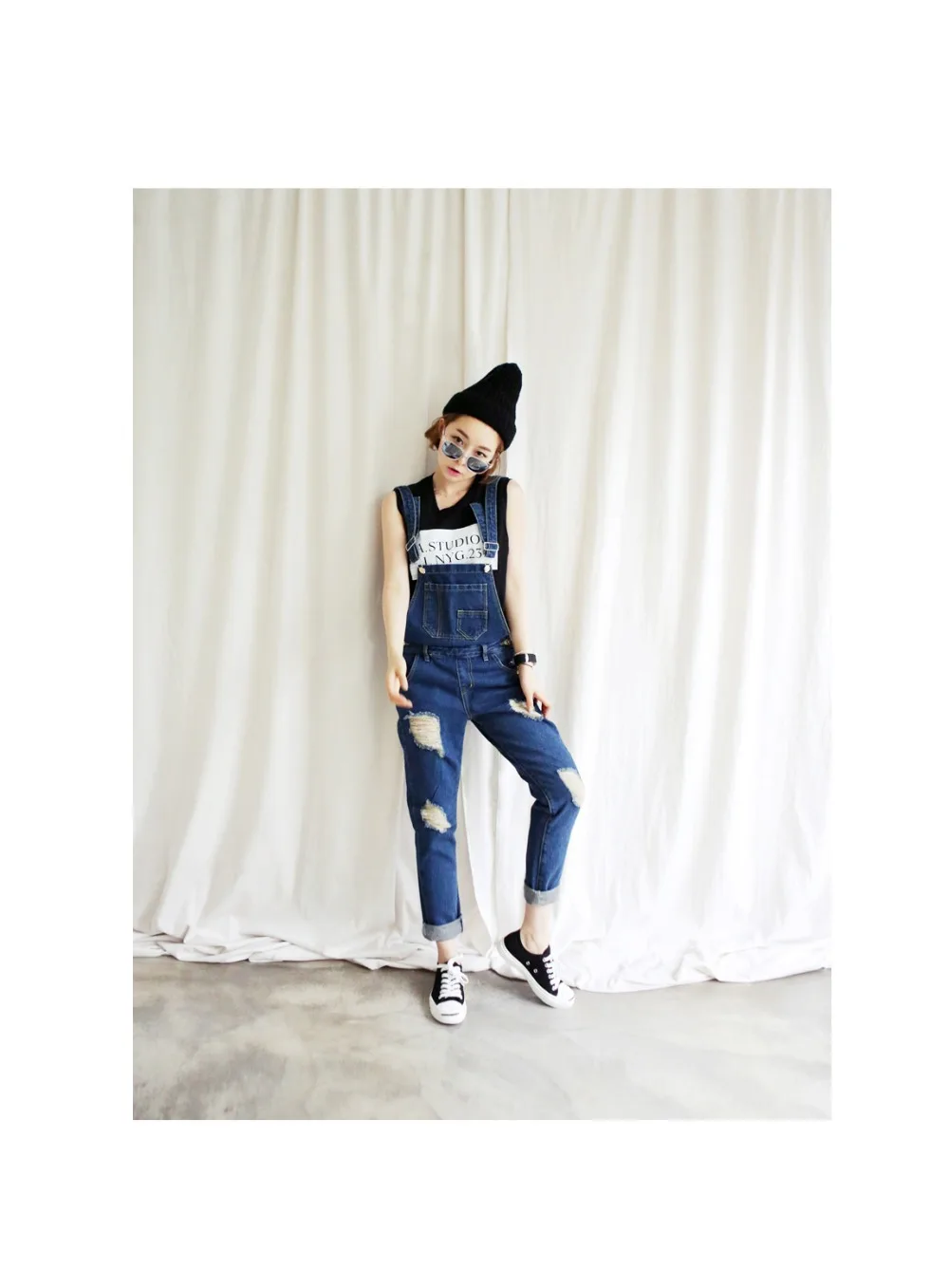 Женский джинсовый комбинезон на бретелях-спагетти | Женская одежда