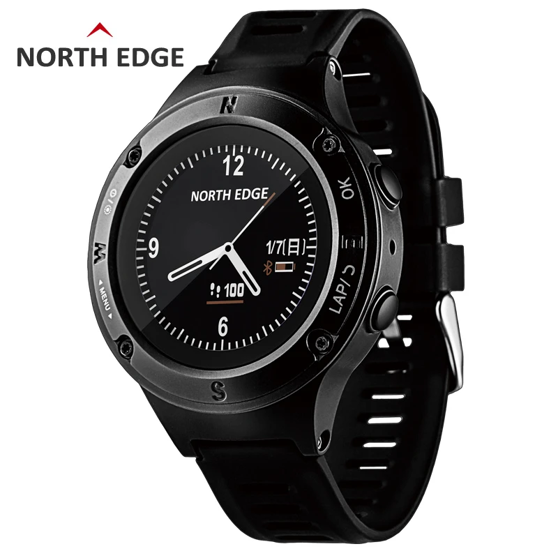 NORTHEDGE для мужчин gps Смарт часы винтажные bluetooth Открытый Погода альтиметр барометр