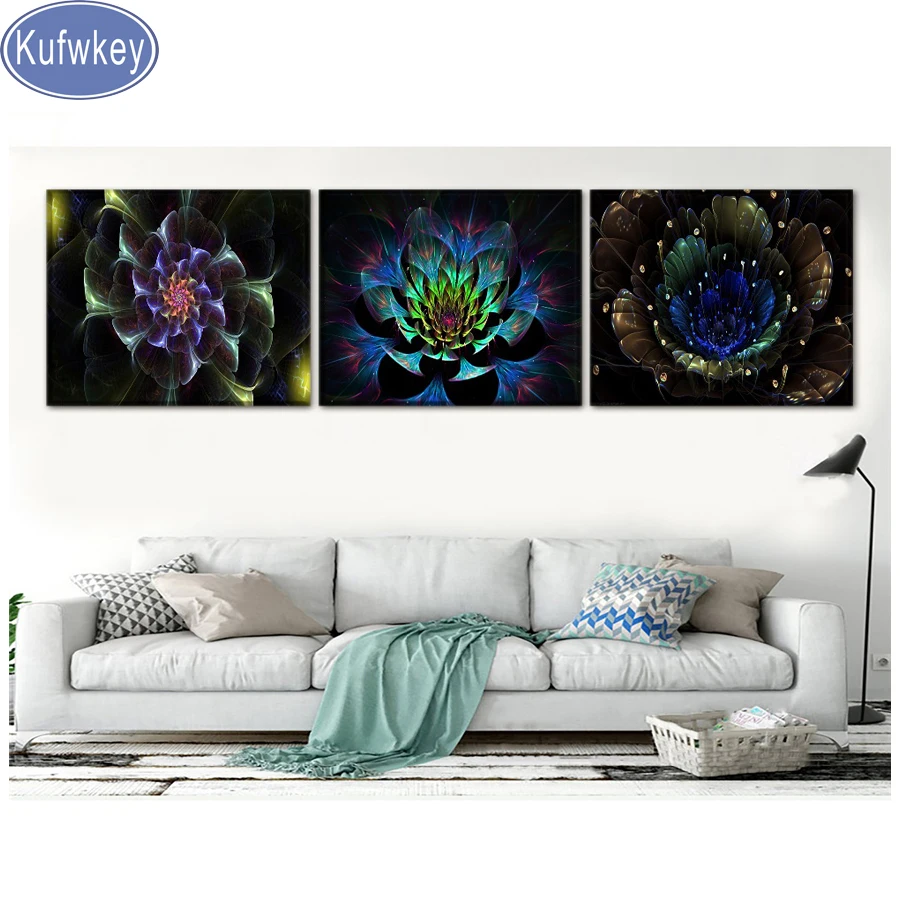 3 шт. полная Алмазная вышивка Абстрактные Художественные цветок Diy крестиком на