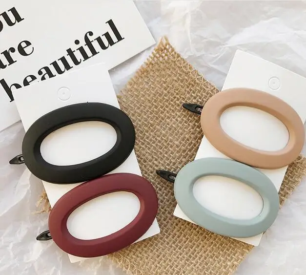 2019 Korea Fashion Solid Color Scrub Resin Hair Clips Geometric Hollow Oval Wave Shape Hairpins Accessories for Women | Украшения и