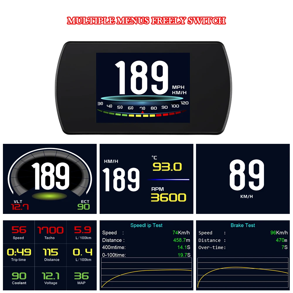 Новый 4 3 &quotHD TFT Автомобильный Hud OBD2 дисплей турбо Boost датчик RPM Тахометр бортовой