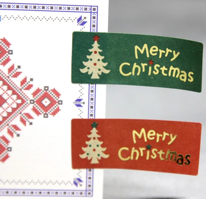 

200pcs/lot 2 colors Merry Christmas stickers cup gift box sealing sticker baking package cake box decoration