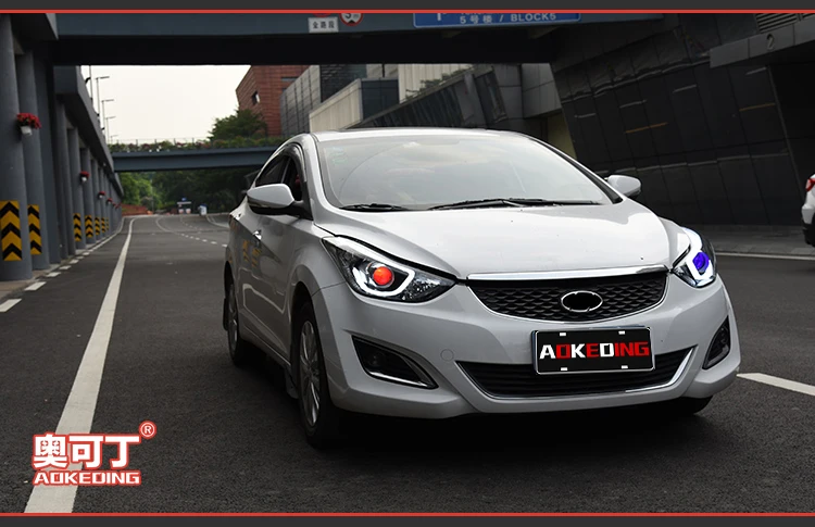 AKD автомобильный Стайлинг фара для фары для автомобиля Hyundai Elantra светодиодный фонарь корейский дизайн DRL Bi Xenon объектив парковочная противотуманная фара