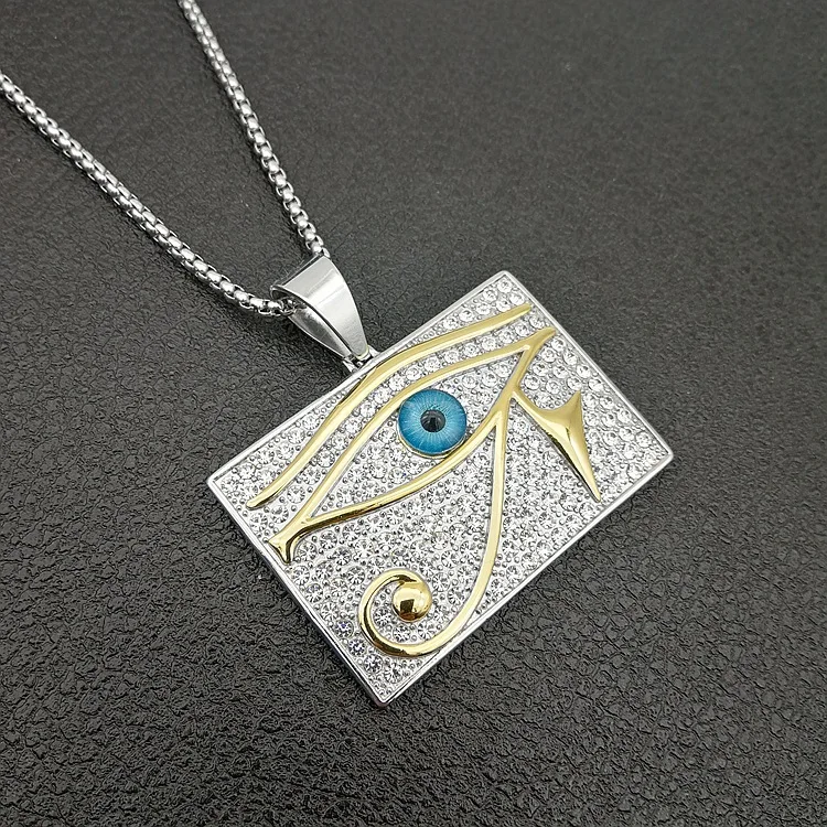 Ожерелье с квадратным кулоном Rock Eye of Horus сверкающее мужское ожерелье со