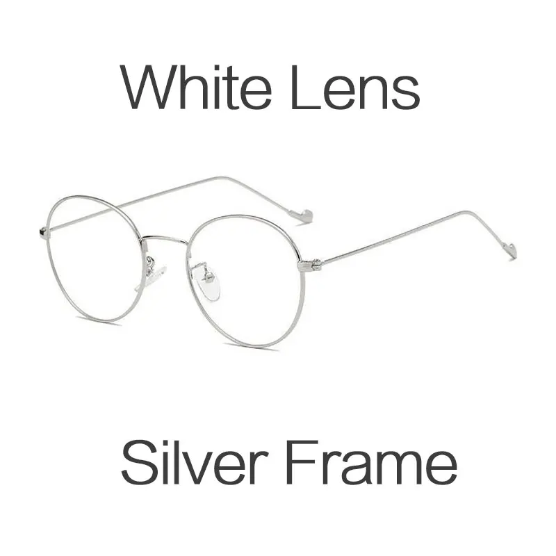White Lens HUHAITANG Round Nearsight Glasses Women Luxury Brand Anti Blue Light Computer Eye Glasses Frames For Men Clear Myopia Eyeglasses - Цвет оправы: White Lens