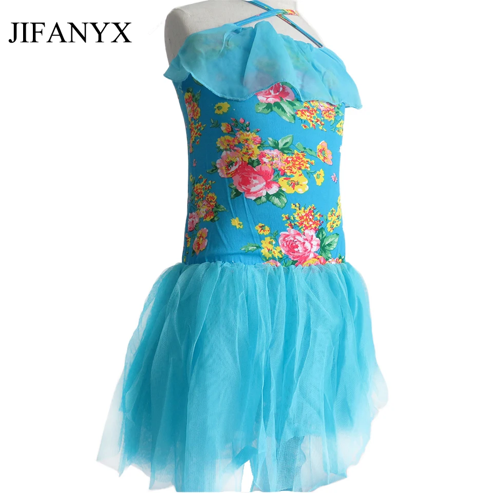 JIFANYX New Baby Девушки Цветочные Платья Летний Стиль Шеи Ремни Тюль Пышное Платье