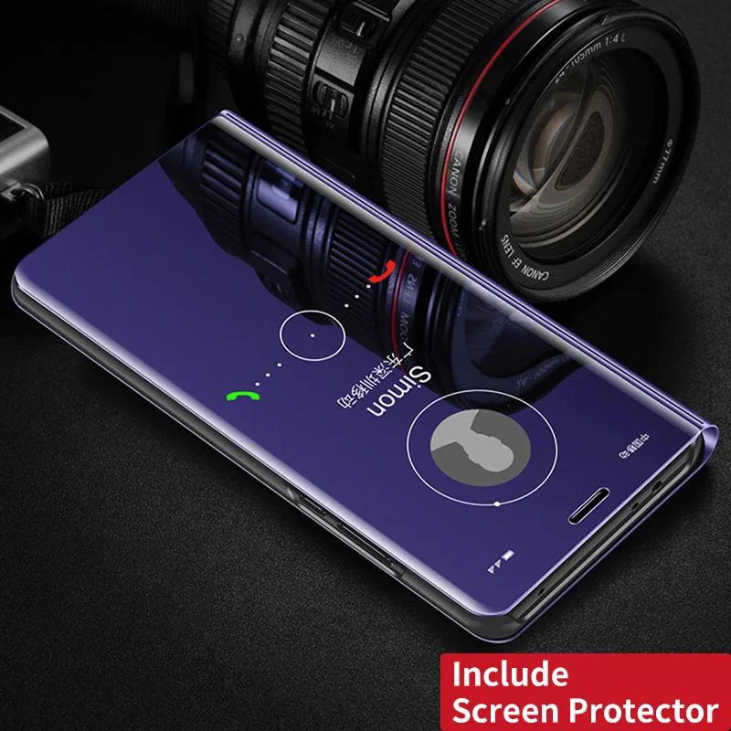 with screen glass Чехол для huawei mate 20 Pro 20X P20 P30 Pro, умный чехол, откидной прозрачный зеркальный чехол для просмотра mate 20 P 20 30 Pro, чехол Mofi 360, противоударный чехол - Цвет: with screen glass