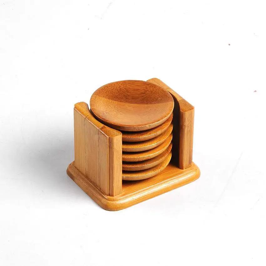 6 шт. Натуральный Бамбуковый Коврик для чая кофейной чашки термостойкая