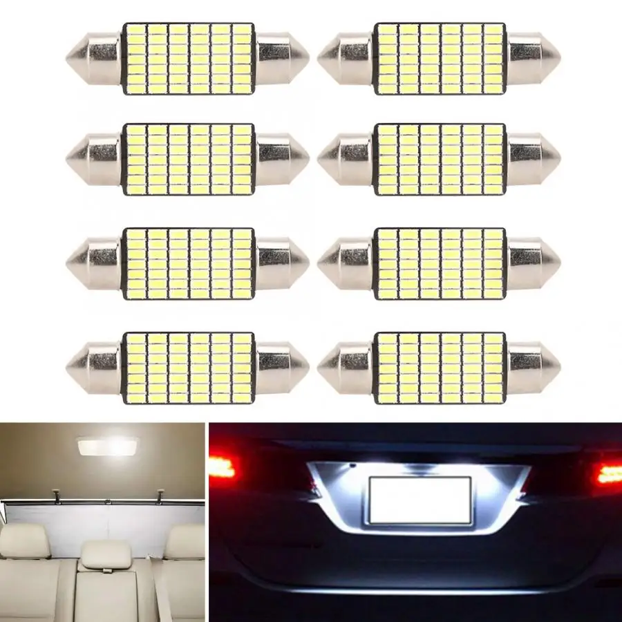 8 шт. DC 12V Festoon 3014 39 мм 42SMD супер яркие Автомобильные светодиодные купольные