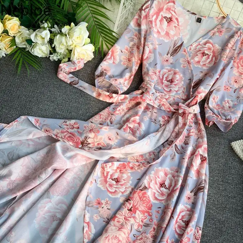 Neploe/элегантные женские платья новинка v образный вырез пышные рукава Vestidos Irregualr