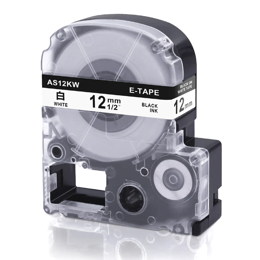 Oozmas SS12KW ленты для этикеток совместимые с Epson LabelWorks кассета цвет черный/белый 12