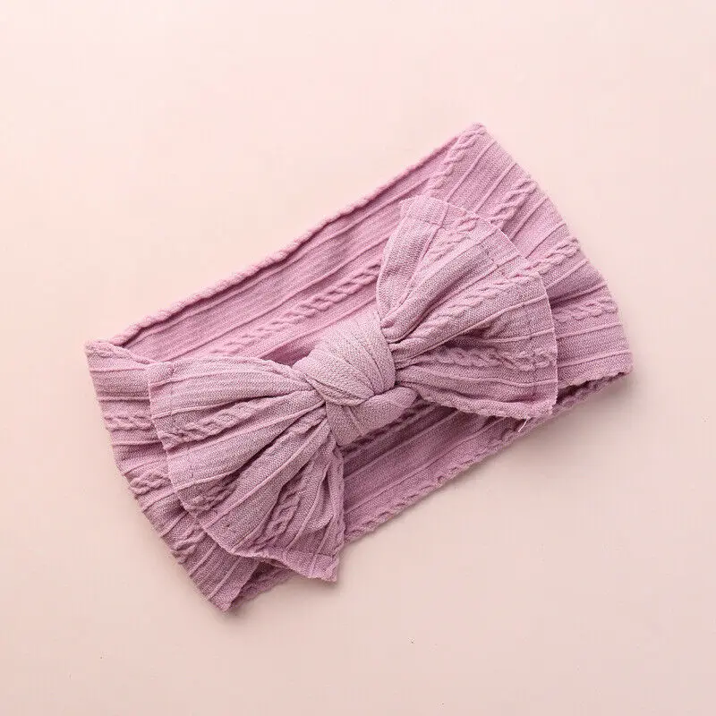 Детский хлопковый ободок с большим бантом для новорожденных серая розовая