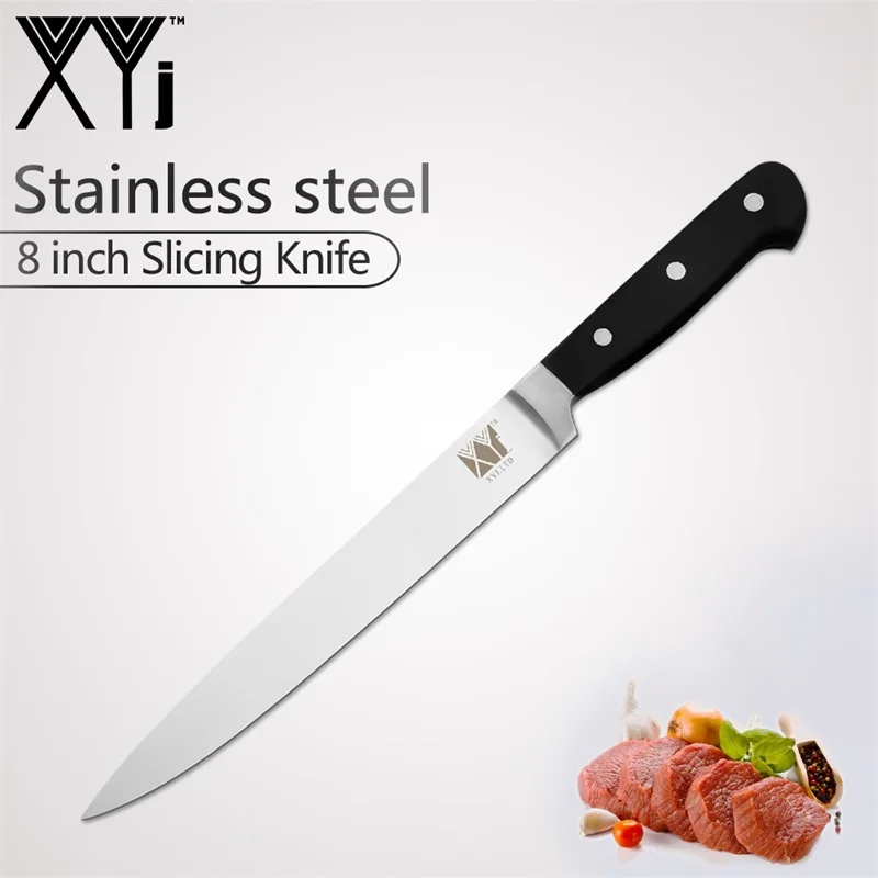8 inch Slicing Knife XYj нож из нержавеющей стали, кухонные ножи, инструменты " 5" " 3,5", нож для очистки овощей Santoku, нож для нарезки хлеба, новое поступление - Цвет: 8 inch Slicing Knife