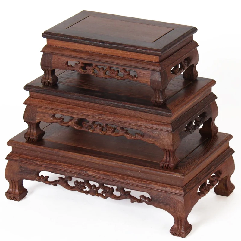 Деревянная резьба по дереву Тигровая основа для ног ваза чайника цветов