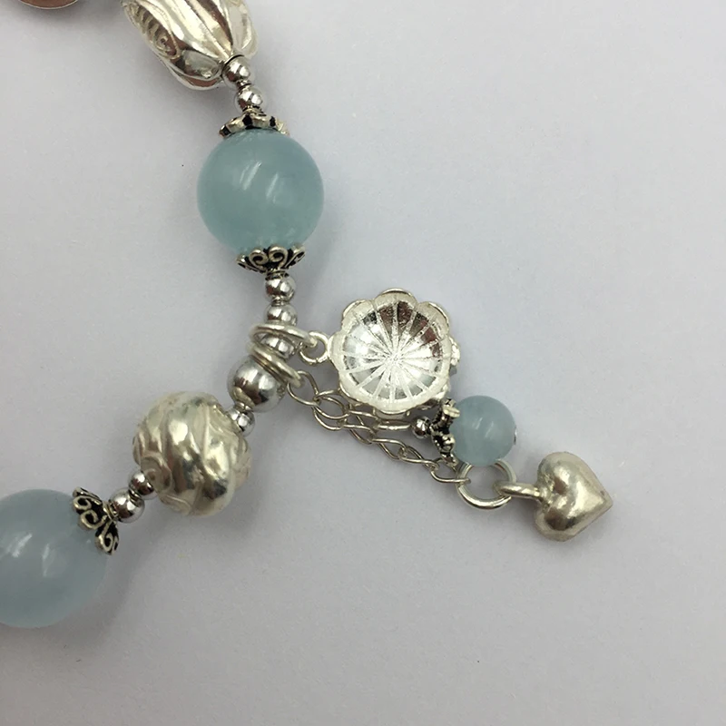 Женский Аквамариновый браслет Sinya эластичный из серебра 925 пробы с синими