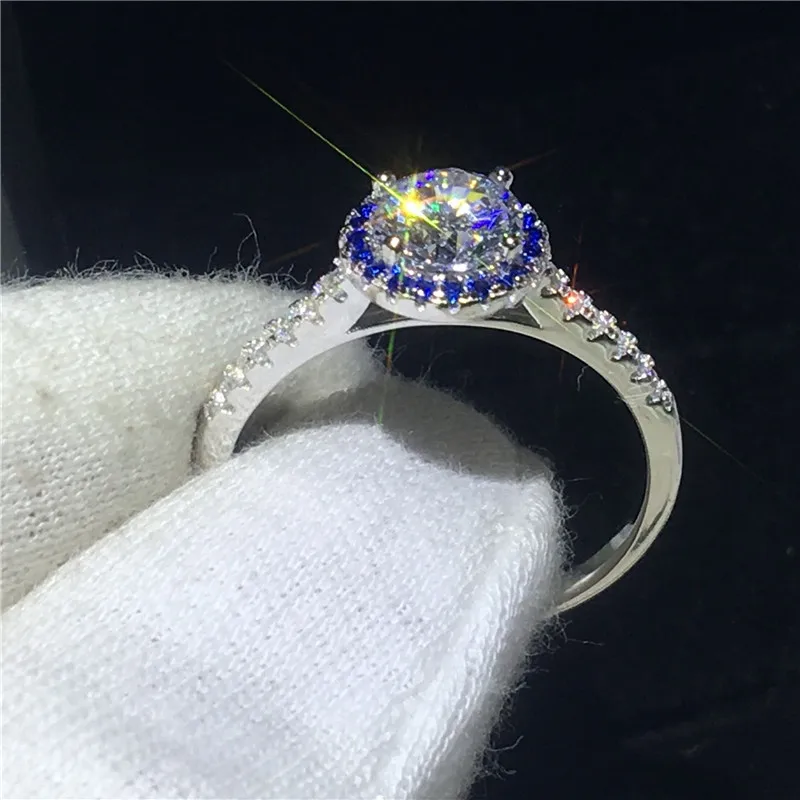 Кольцо из серебра 100% пробы с цирконом 1ct AAAAA|Кольца| |