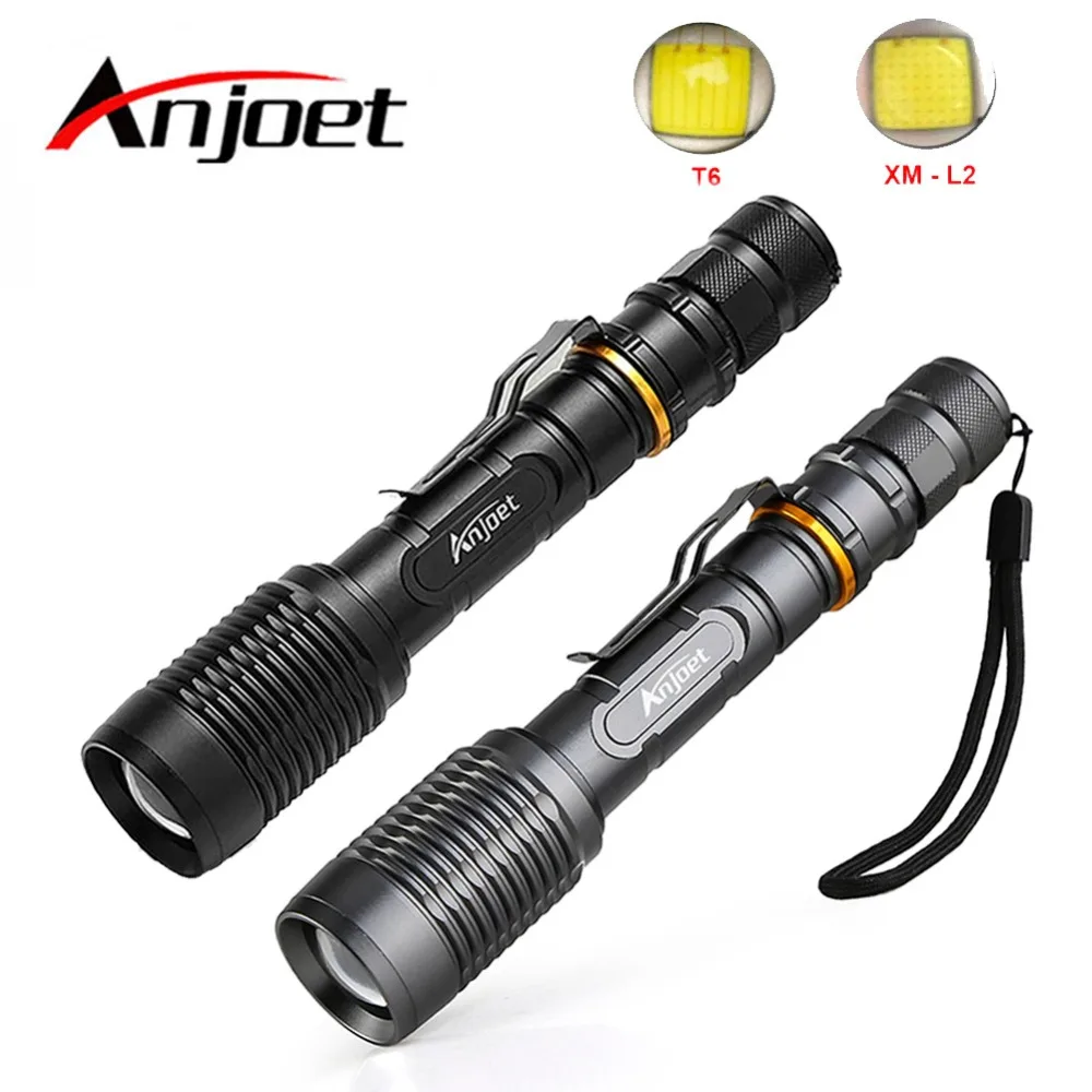 Anjoet наборы супер яркий тактический фонарь Портативный XML T6 / L2 светодиодный