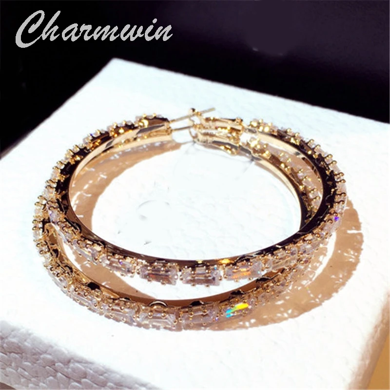 Charmwin новые корейские серьги-кольца для женщин большие серьги увеличенные