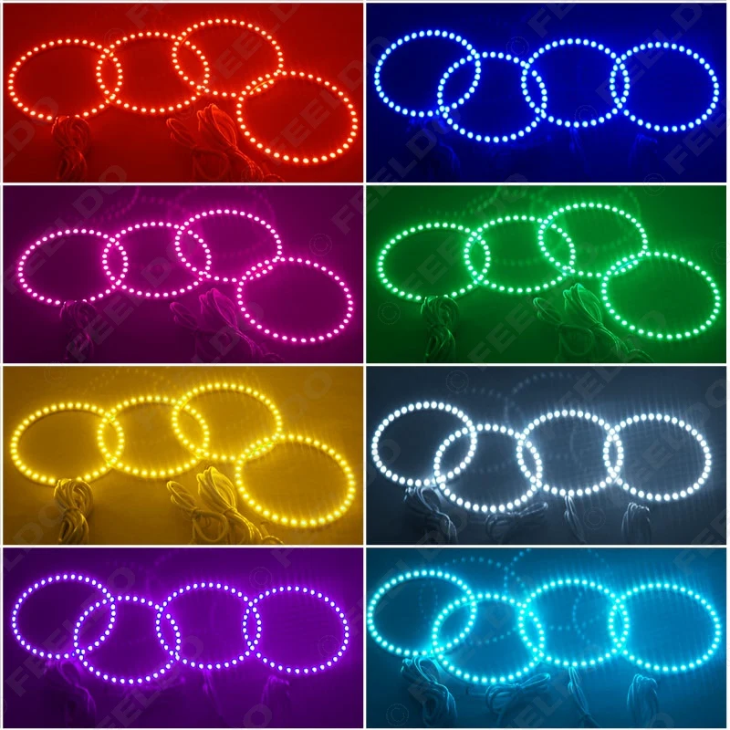 FEELDO 4X 120 мм автомобильные 5050 SMD RGB светодиодные дневные ходовые огни ангельские