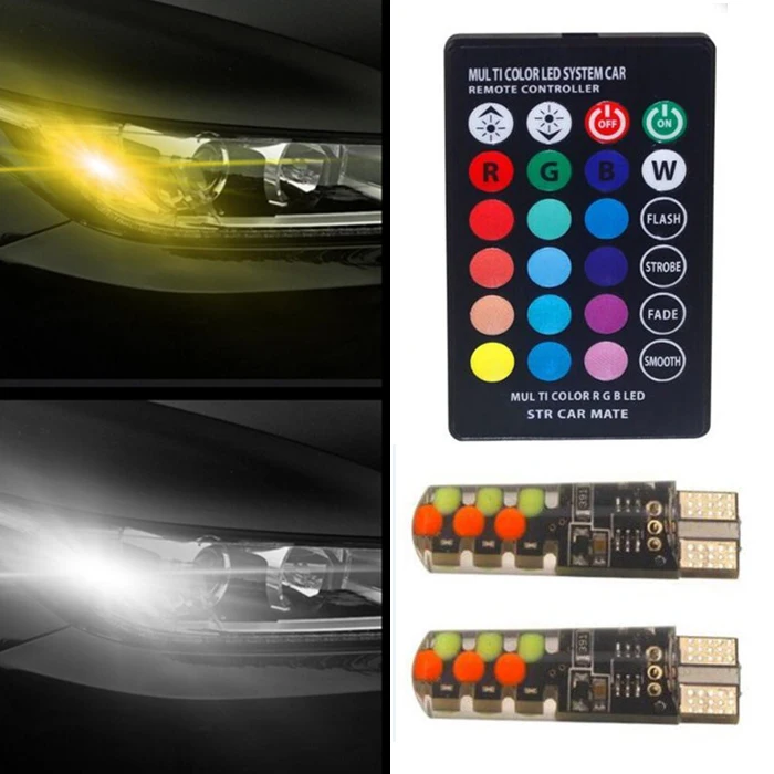 Автомобильная светодиодная RGB лампа T10 12 В для создания атмосферы декоративная с