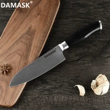 Дамасский нож 7 дюймов Santoku Дамасская сталь японский кухонный нож VG10 стальной 67 слой дамасский нож для приготовления сантоку инструмент для овощей