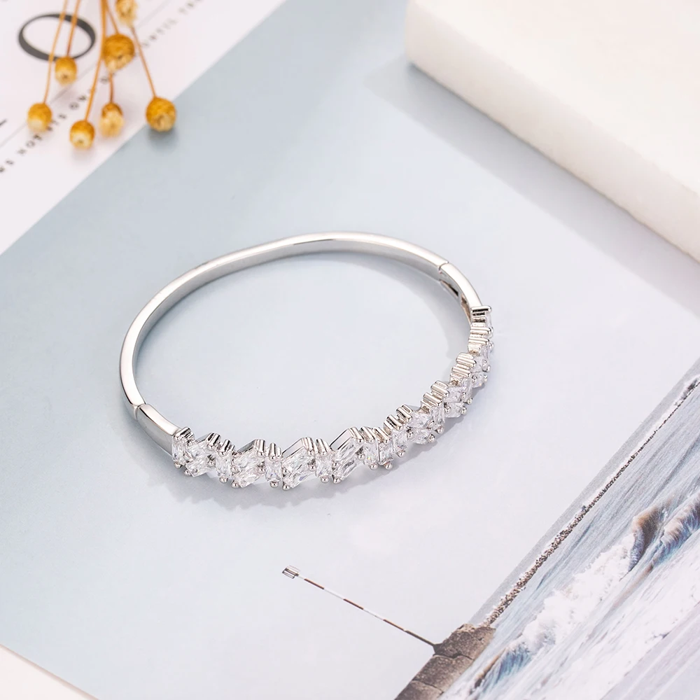 Роскошный браслет ювелирное изделие проложить квадратный камень обручальные