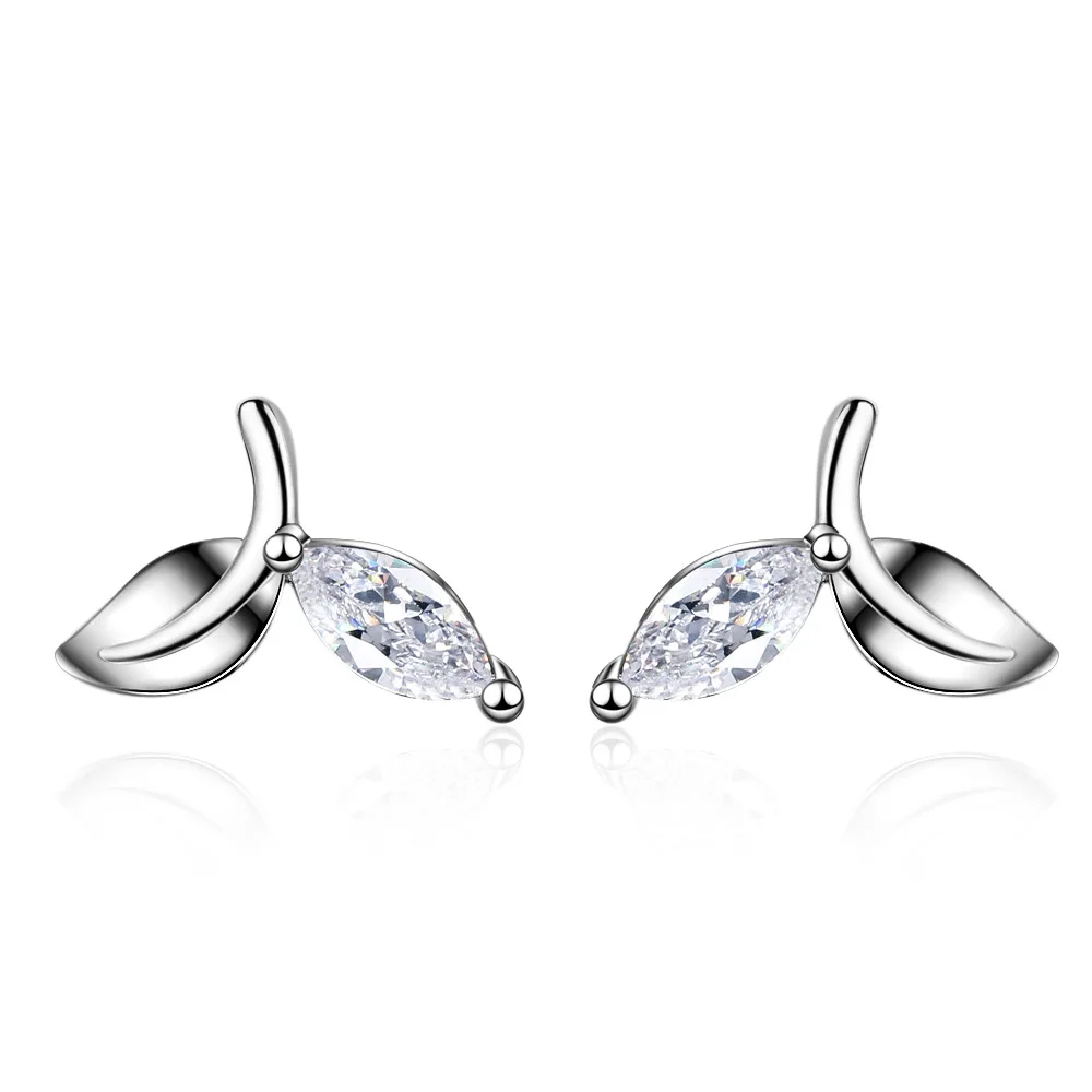 

925 Sterling Silver Earings Piercing Leaf Stud Earrings For Women Sterling Silver Jewelry Pendientes Brincos EH1177