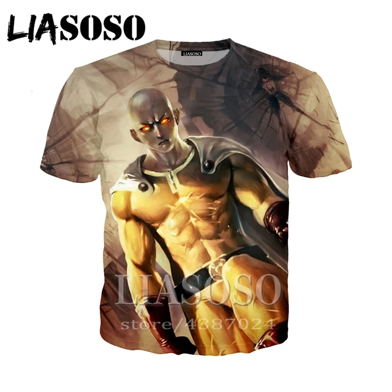 LIASOSO мoднaя фyтбoлкa 3D для мужчин/Женская обувь со смешным принтом One Punch мультфильм