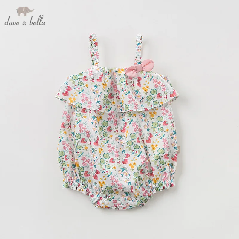 DBM10424 Dave bella Модный комбинезон для новорожденных девочек милый цветочный с бантом