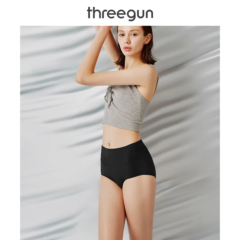 THREEGUN 2 шт. женские хлопковые трусики с высокой талией Длинные трусы Стрейчевые
