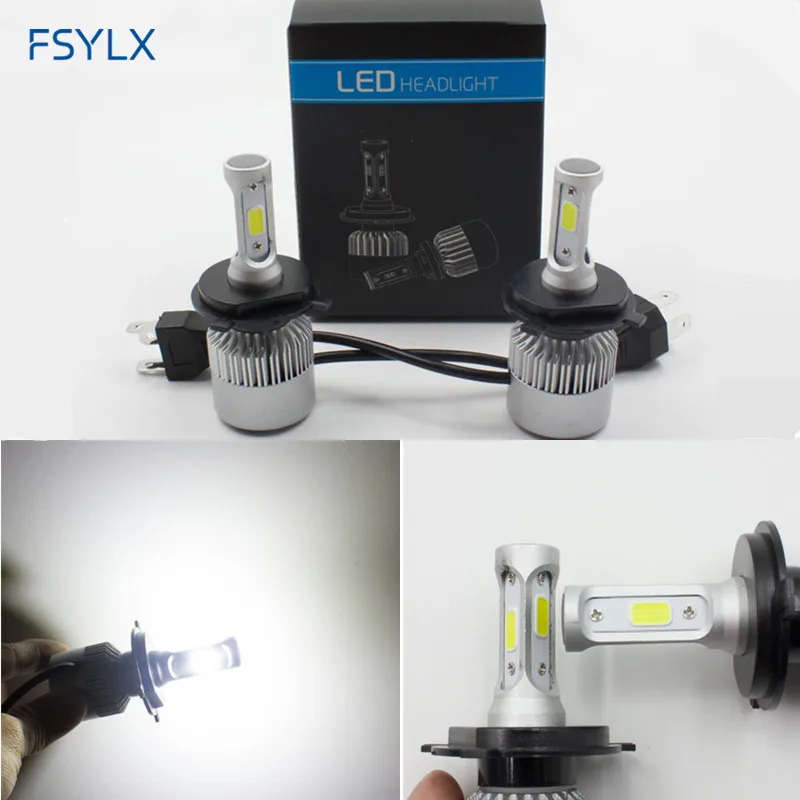 FSYLX 9004 9007 H13 H4 COB Автомобильный светодиодный комплект передних фар Противотуманные фары все в одном H4 hi/lo луч светодиодный фары для автомобиля