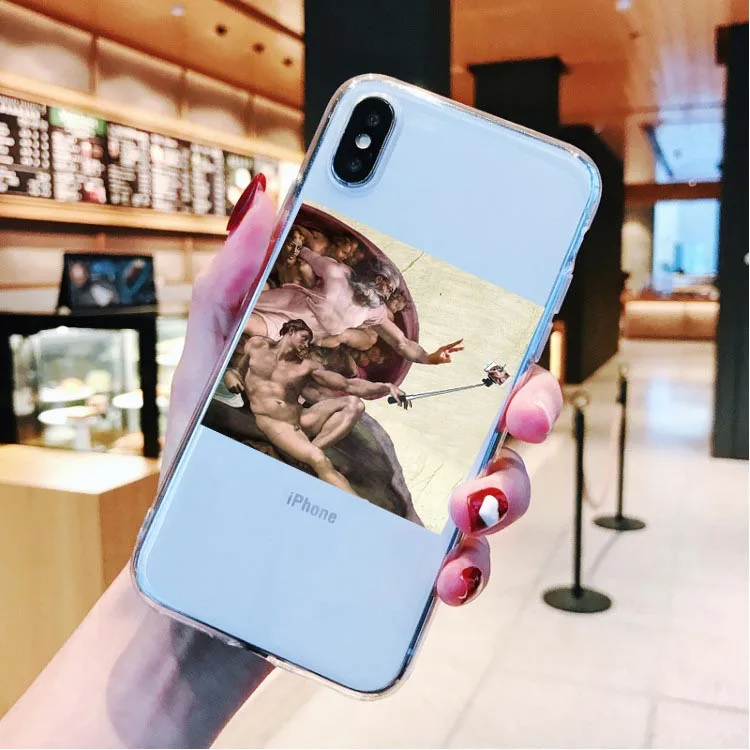 TPU Мягкий чехол для телефона Art Fresco Michelangelo Creation of Adam для iPhone 11 Pro Max SE 5S 6 6s 7 8 Plus X XR XS MAX - Цвет: TPU