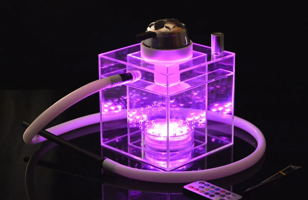 Прозрачный акриловый кальян со светодиодный светильник Sheesha Narguile Chicha Cachimbas трубка для кальяна лучшие вечерние Принадлежности для бара