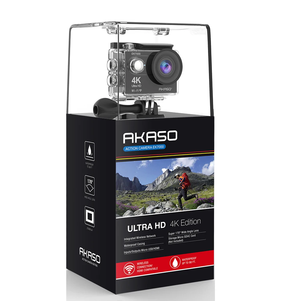 AKASO EK7000 WiFi 4K Action Camera Ultra HD Waterproof DV Camcorder 12MP Cameras Sports Camera 170 Degree Wide Angle Original