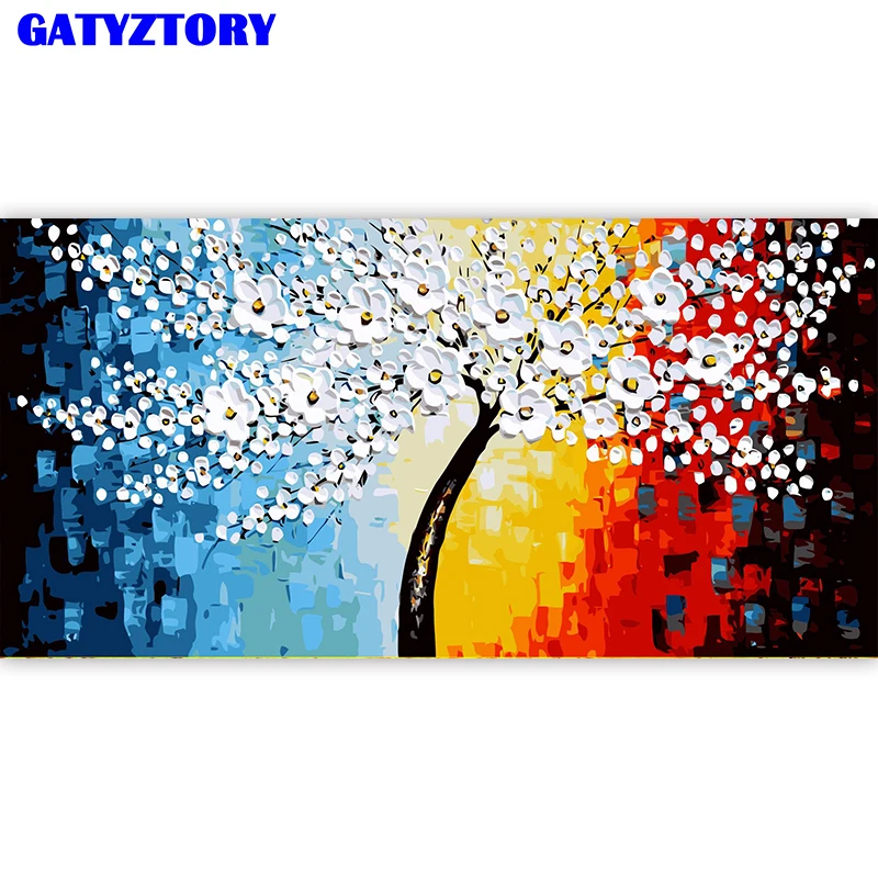 GATYZTORY рамка 60x120 см DIY Краска по номерам Акриловая цветы Настенная живопись Холст