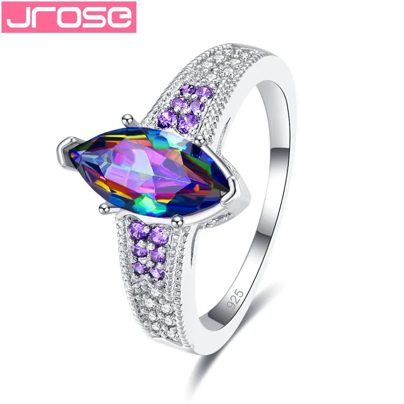 

JROSE Luxury Silver Color Zircon Rings Paved AAA Austrian CZ Wedding Engagement Ring for Women 2019 New Jewelry