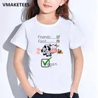 Детская летняя футболка для девочек и мальчиков, Детская футболка с мультяшным принтом не еда с изображением животных, смешная детская одежда для веганов, ooo5173