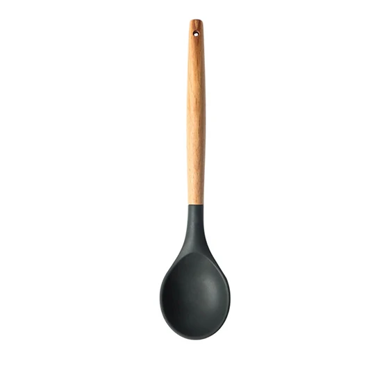 round soup spoon Konco кухонная посуда силиконовая деревянная лопатка скребки термостойкая суповая ложка антипригарные кусачки кухонная лопатка инструмент - Цвет: round soup spoon
