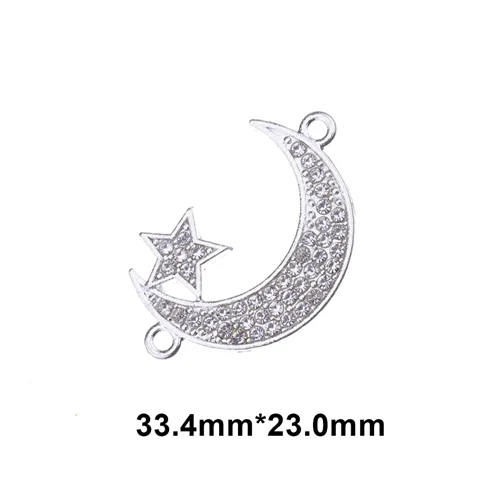 Silver 5 Pieces Товары для ювелирных изделий, Cz Стразы, серебро, Бог, мусульманский полумесяц, шарм, соединитель, аксессуары для исламских ювелирных изделий, сделай сам - Цвет: Silver 5 Pieces