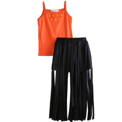 Новинка 2017 года Лидер продаж летний оранжевый топ без рукавов для маленьких