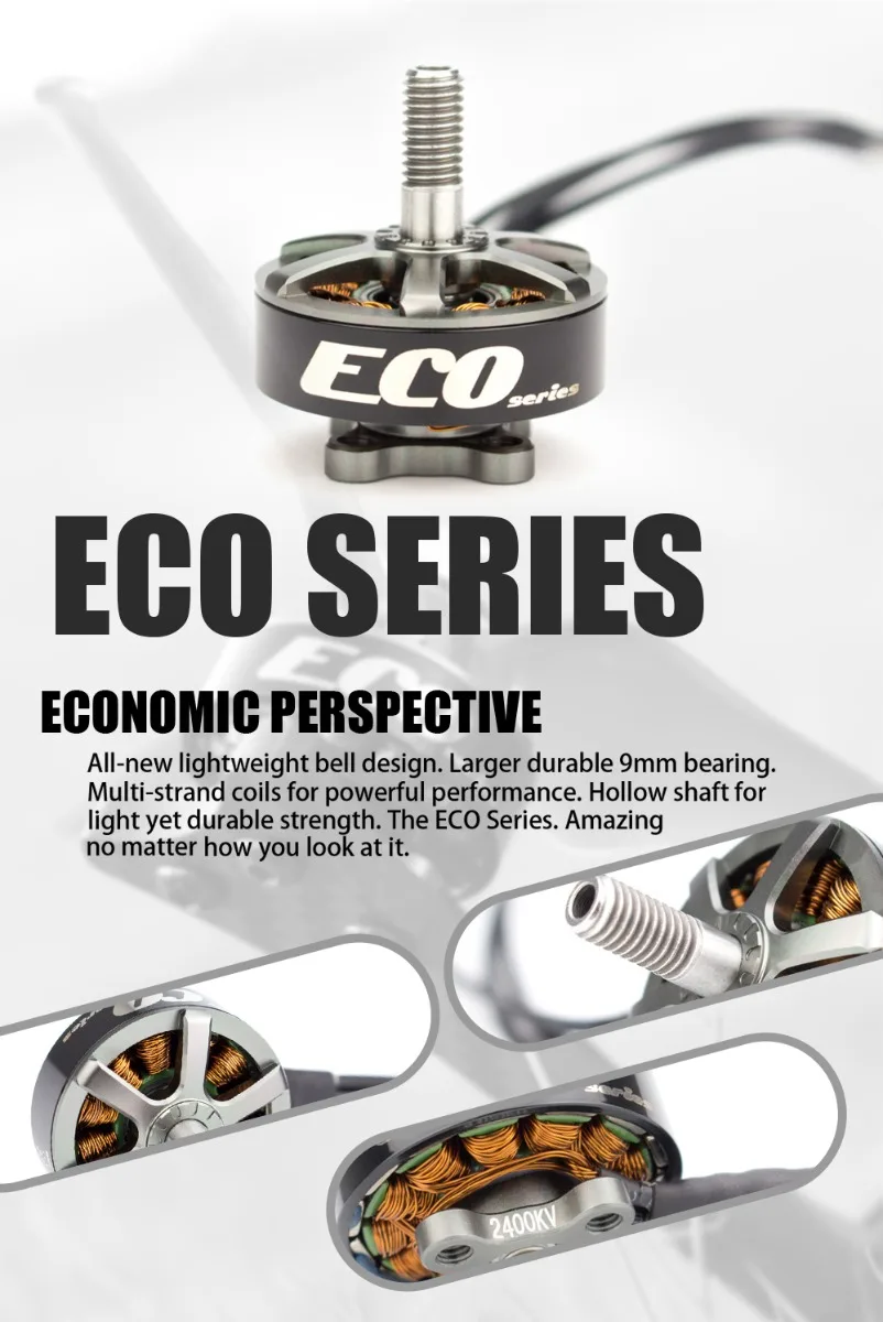 Официальный Emax Eco 2207 бесщеточный двигатель 1700kv 1900kv 2400k для FPV дрона RC самолета и фристайла