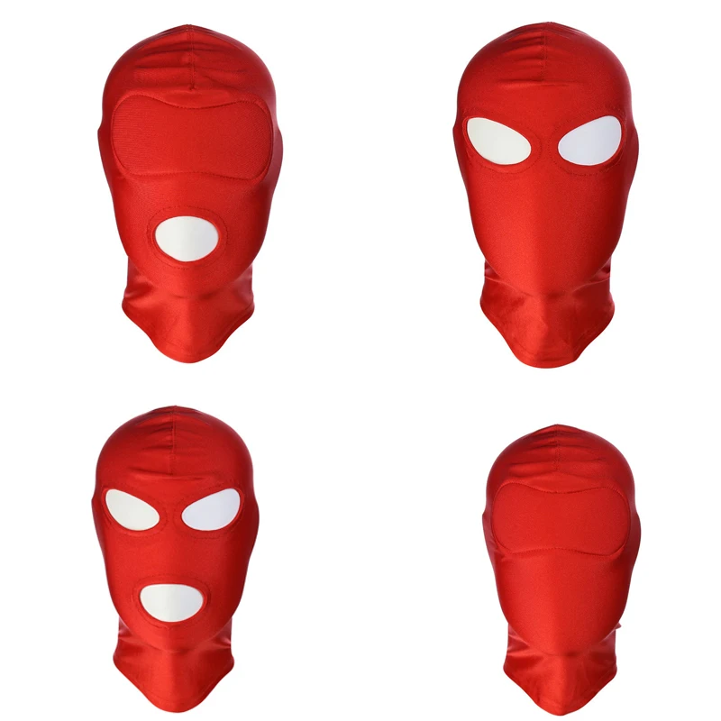 Бондаж Фетиш маска на капюшон подтягивающая дышащая с открытым ртом для глаз