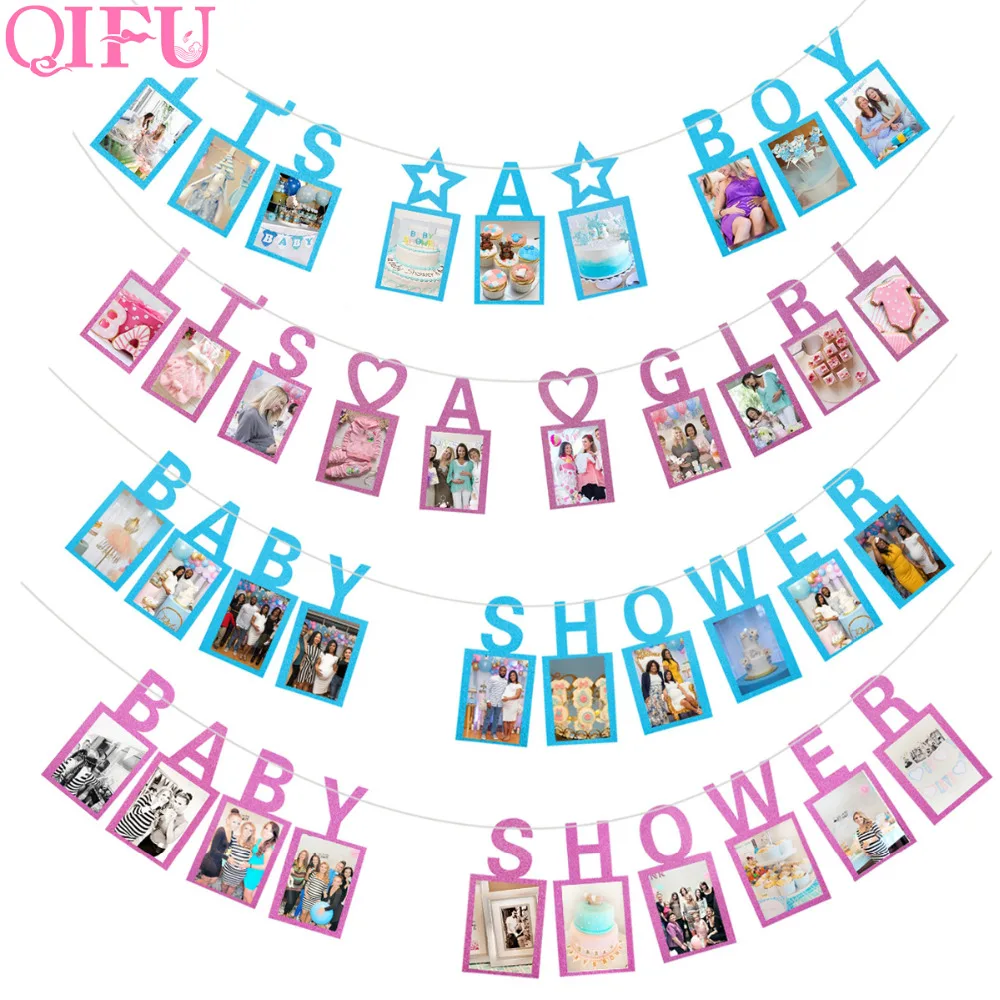 QIFU 12 месяцы фоторамка баннер Baby Shower, с надписью "Bride To Be" Diy Фотоальбом флаги и баннеры Пол раскрыть подарок аксессуары для фотостудии