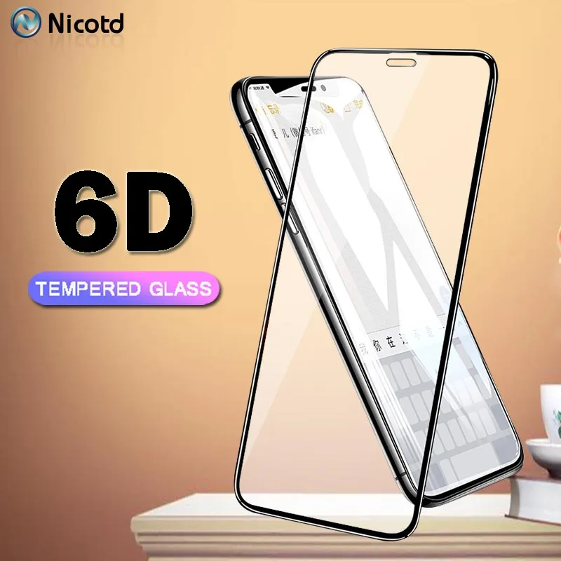Закаленное стекло 6D с изогнутыми краями для iPhone 7 8 Plus XS MAX X 7Plus 9H защита экрана
