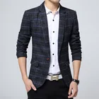 Мужской приталенный пиджак на пуговицах, повседневный брендовый пиджак с длинными рукавами, деловой хлопковый Блейзер, Корейская версия, Прямая поставка